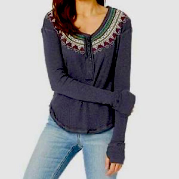 Free People “Fairisle Thermal Top” size large - Picture 1 of 5